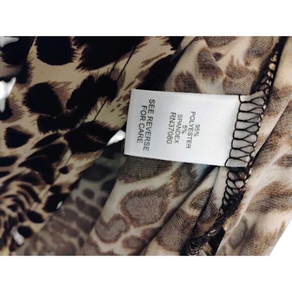 Cato Top Women Large Brown Cheetah Print Stretch Knit Tunic Beaded 3/4 Sleeve - Picture 7 of 7